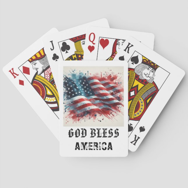 Baralho *** AP16 Bandeira Americana Vermelha Branca Azul J (Verso)