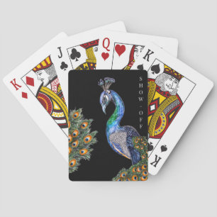 Baralho Apresentação de Peacock de Aquarela Elegante