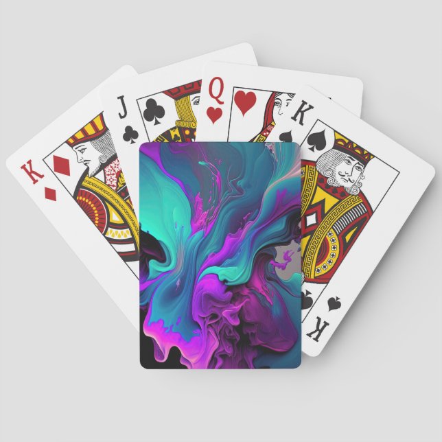 Baralho Aqua roxa Turquesa Linda Abstrato Fluid Art (Verso)