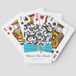Baralho Aqua White Black Damask Bat Mitzvah Jogando Cartõe