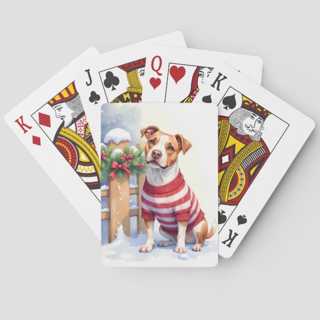 Baralho Aquarela American Pit Bull Terrier Festivo (Verso)