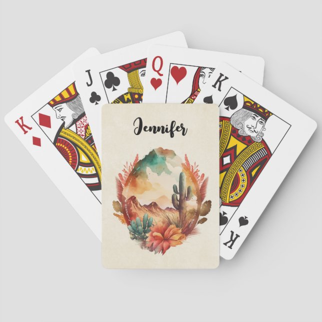 Baralho Aquarela Desert Cactus e Montanhas (Verso)