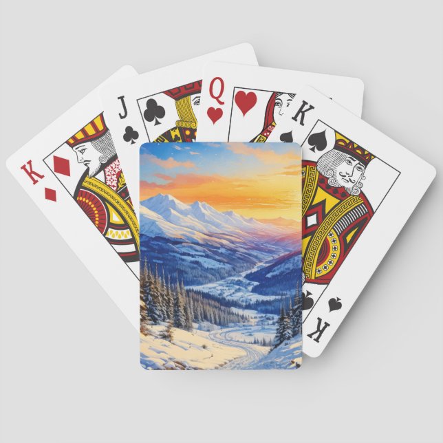 Baralho aquarela inverno manhã Classic Playing Cards (Verso)