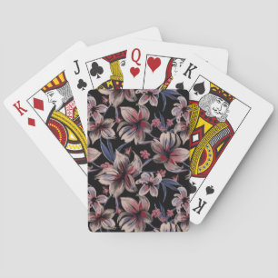 Baralho Aquarelas Crimson Floral em Preto