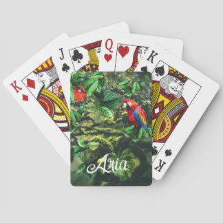 Baralho Arara-escarlate na selva com flores