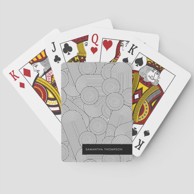 Baralho Arco Geométrico Moderno de Meados do Século Preto  (Verso)