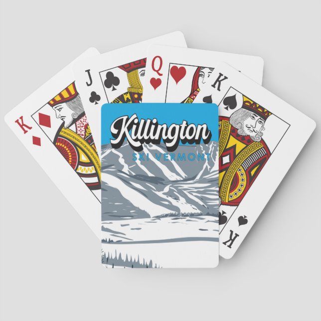 Baralho Área de esqui de Killington, Winter Vermont Vintag (Verso)