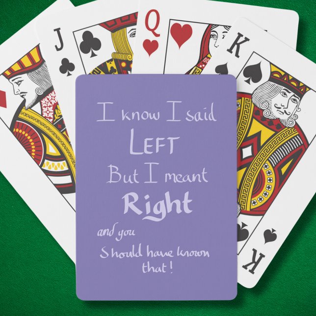 Baralho Argumento Engraçado Esquerdo - Cota Roxo (Funny driving directions joke purple playing cards fun car humor gifts for her)