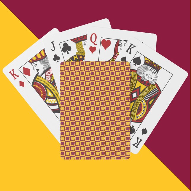 Baralho Arizona Maroon and Gold Checkerboard Pattern (A deck of playing cards with a maroon and gold pattern featuring the US state of Arizona)