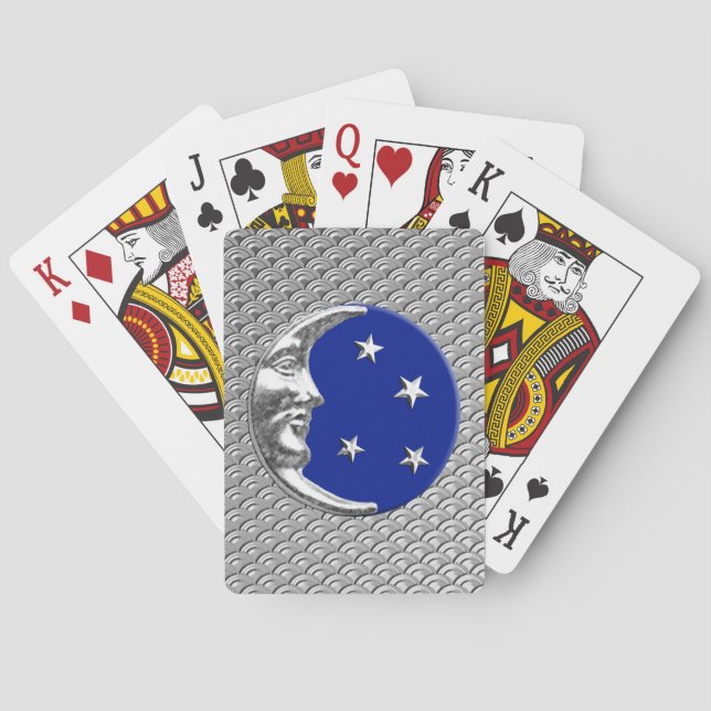 Baralho Art Deco Moon and Stars, Cobalt Blue e Silver (Verso)