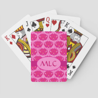 Baralho Art Nouveau Damask Monograma Rosa Quente