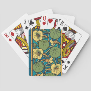 Baralho Art Nouveau Nasturtium Azul Dourado floral Verneui