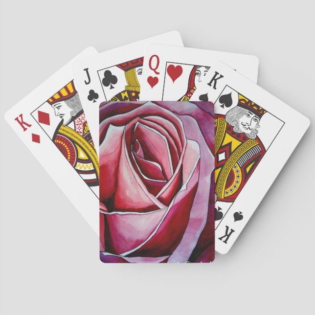 Baralho Arte abstrata em aquarela de rosa rosa macro flor (Verso)
