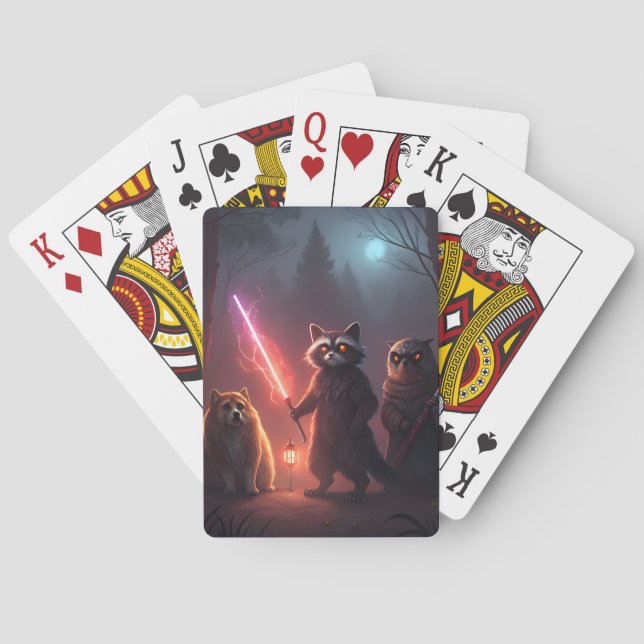Baralho Arte de Animais de Batalha na Floresta Mística (Verso)