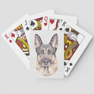 Baralho Arte de Cachorro Desenhada do german shepherd