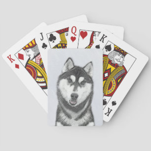 Baralho Arte de Cão Siberiana (Preto e Branco)