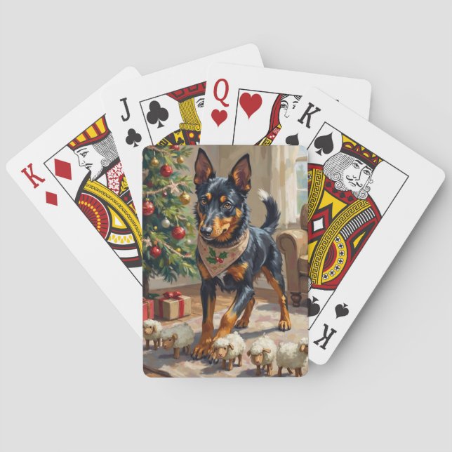 Baralho Arte de Natal com Australian Kelpie Pastor (Verso)
