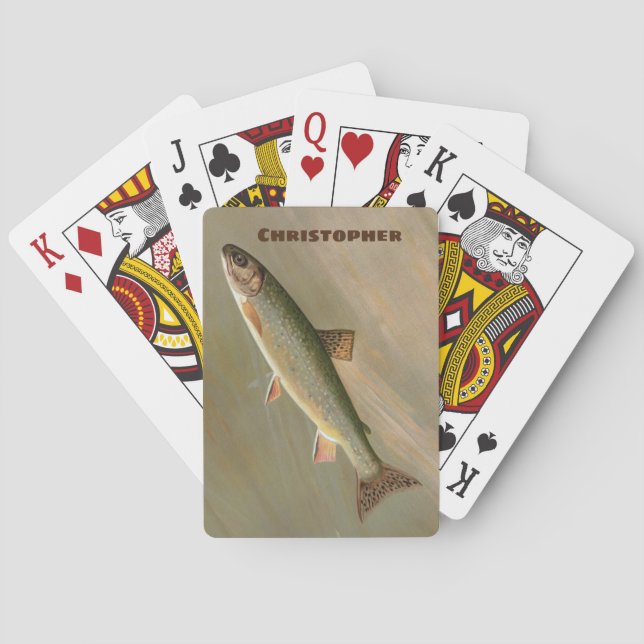 Baralho Arte de Pesca de Peixes Vintage Brook Americano (Verso)