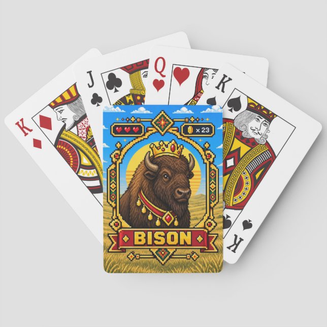 Baralho Arte de Pixel Bison Retro de 8 Bits (Verso)