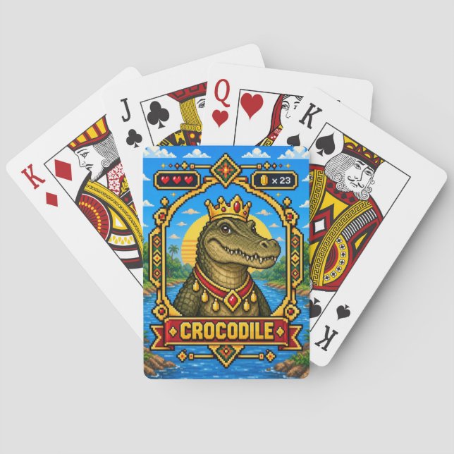 Baralho Arte de Pixel de 8 Bits Crocodilo Retro (Verso)