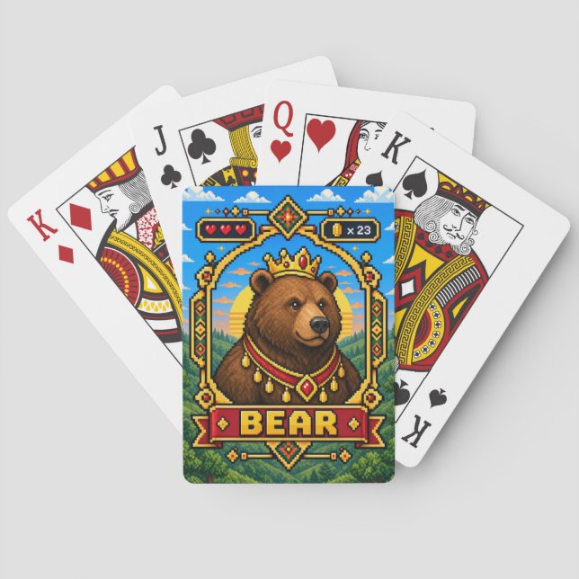 Baralho Arte de Pixel de 8 Bits do Urso Retro (Verso)