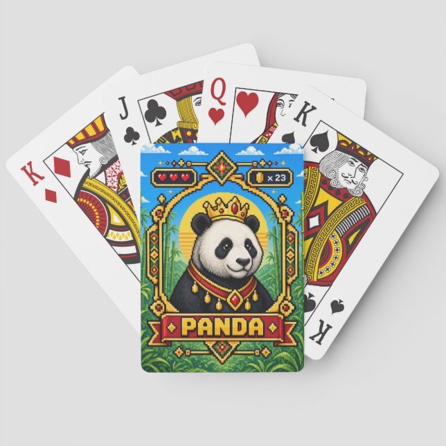 Baralho Arte de Pixel Panda Retro de 8 Bits (Verso)