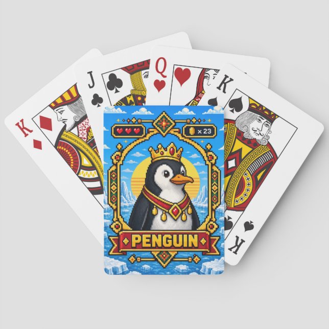 Baralho Arte de Pixel Retro de 8 Bits de Pinguim (Verso)