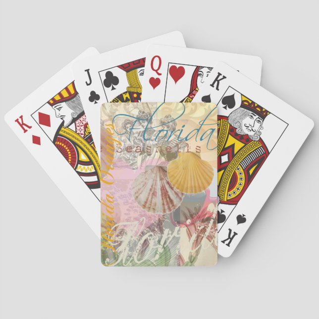 Baralho Arte de Shell de Seashell na Florida Viagens vinta (Verso)