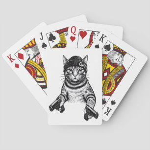 Baralho Arte de Tatuagem de Gato Gangster Kitty de Stree