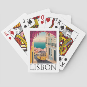 Baralho Arte de Viagem Vintage Minimalista Lisboa Portugal
