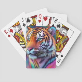 Baralho Arte Digital de Tigre Psicodélico Neon em Arco-íri