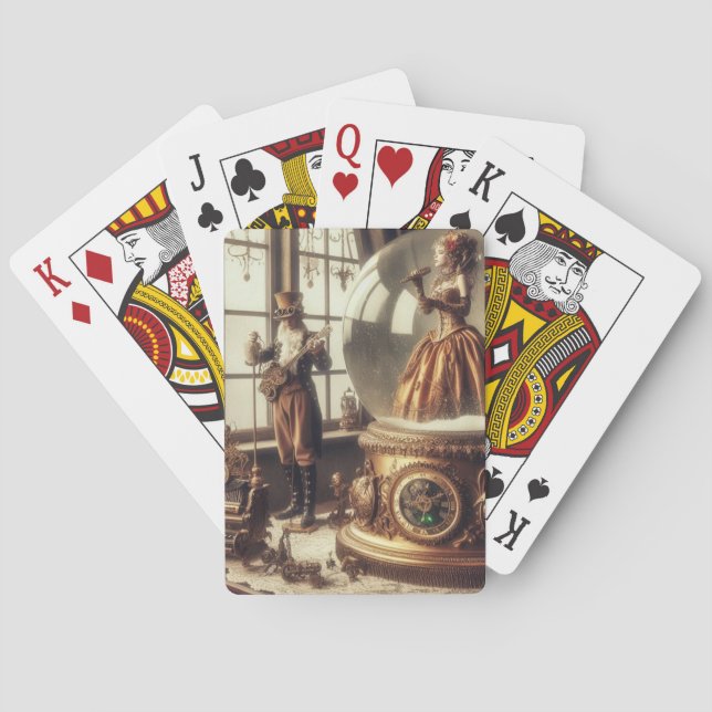 Baralho Artistas do Globo de Neve Vitoriano Steampunk (Verso)