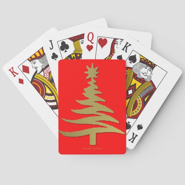 Baralho Árvore de Natal Estêncil Dourado (Verso)
