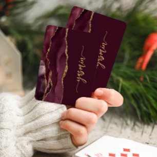 Baralho Assinatura Personalizada Burgundy Gold Ágata