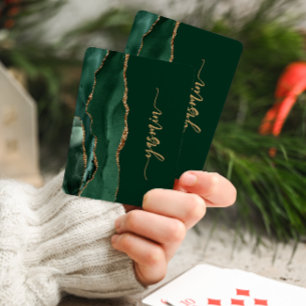 Baralho Assinatura Personalizada Esmeralda Verde Dourado Á
