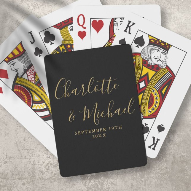 Baralho Assinatura Preta e Dourada (Black And Gold Signature Script Playing Cards)
