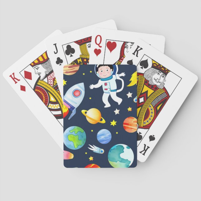 Baralho Astronaut in Space Planets and Rockets Pattern (Verso)