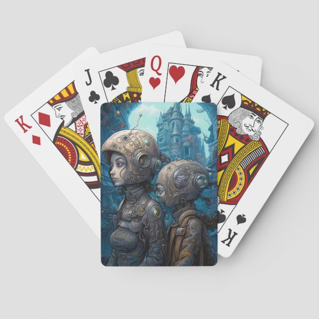 Baralho Astronautas Raparigas Surreal Ficção Científica (Verso)