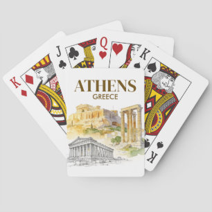 Baralho Atenas Grécia Acrópole Aquarela Esboço Viagem