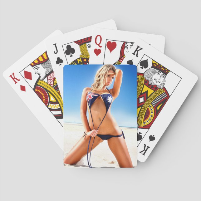Baralho Aussie Bikini Babe jogando cartas (Verso)