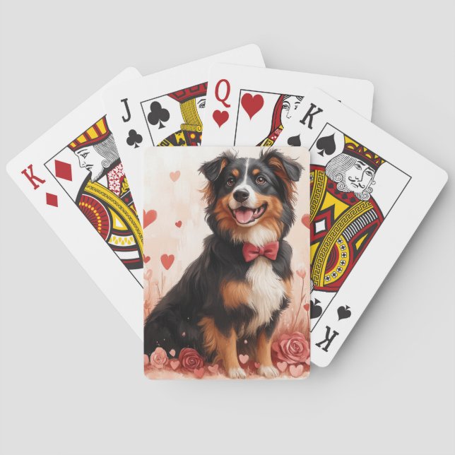 Baralho Australian Shepherd com Rosas - Dia dos Namorados  (Verso)