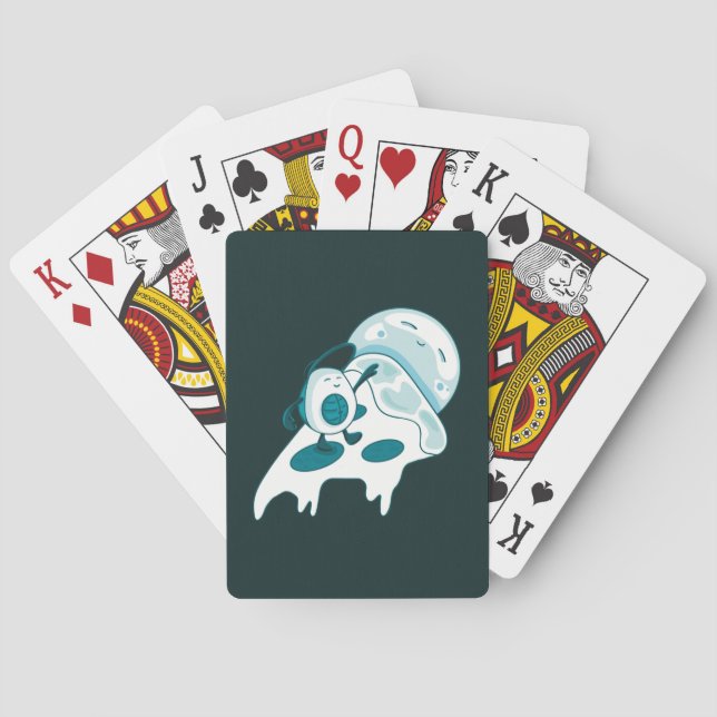 Baralho Avocado surfando em uma fatia de pizza de gelo (Verso)