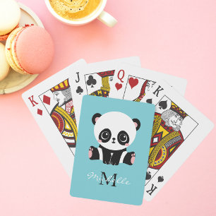 Baralho Azul de bolha personalizada Panda branca monograma
