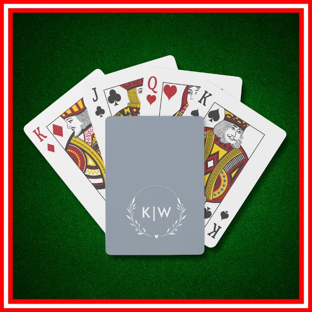 Baralho Azul empoeirado e branco | Monograma de Iniciais M (Criador carregado)