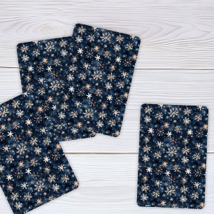 Baralho Azul Escuro Simples com Flocos de Neve