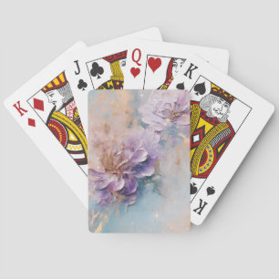 Baralho Azul Roxo Feminino e Dourado Floral