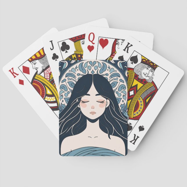 Baralho Azulejo otomano - Aura Floral Azul Serene (Verso)