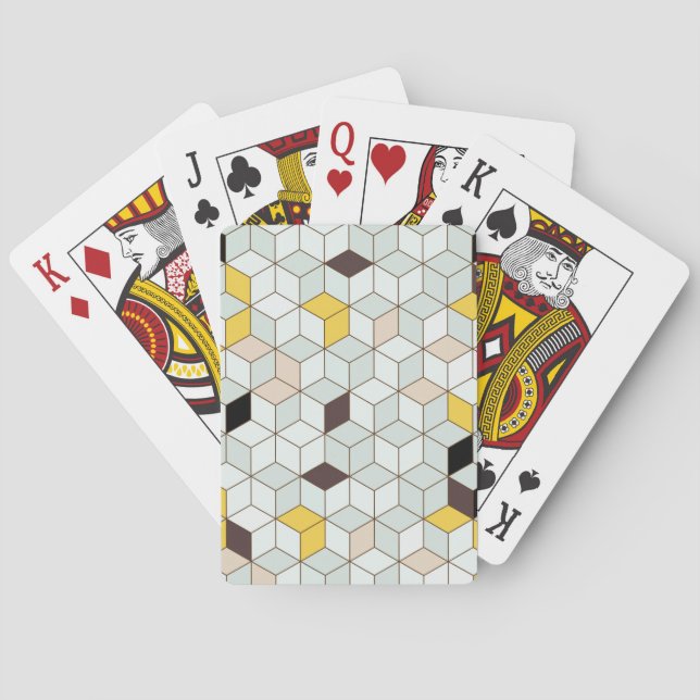 Baralho Azulejos, padrão branco preto geométrico. (Verso)