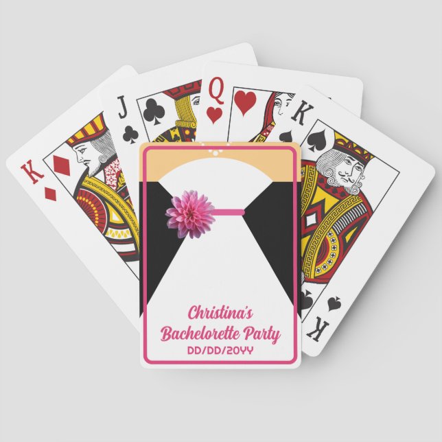 Baralho Bachelorette Party Poker White and Pink Bride (Verso)