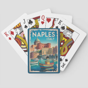 Baralho Baía de Nápoles Ilustração Arte de Viagem Vintage